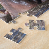 Afrika. Tanzania. Nijlpaarden sparren Legpuzzel (Zijkant)