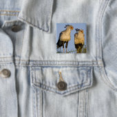 Afrika. Tanzania. Secretarisvogels bij Ndutu Vierkante Button 5,1 Cm (In situ)
