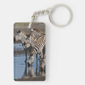Afrika. Tanzania. Zebras drinkend bij Ndutu Sleutelhanger (achterkant)