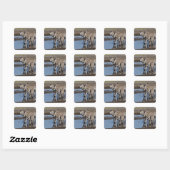Afrika. Tanzania. Zebras drinkend bij Ndutu Vierkante Sticker (Vel)