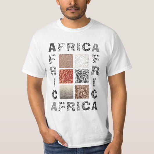 Afrika - tekst en textuur wild dier t-shirt (Voorkant)