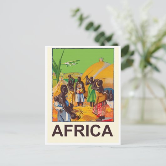 Afrika, traditioneel Afrikaans dorp Briefkaart (Staand voorkant)