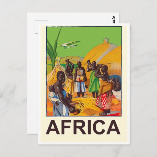 Afrika, traditioneel Afrikaans dorp Briefkaart (Voorkant / Achterkant)