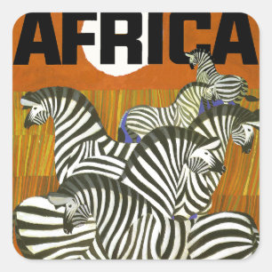 Afrika Travel Poster met Zebra's Vierkante Sticker