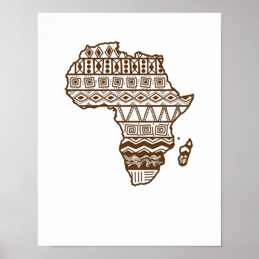 Afrika Umriss Karte Muster Kontinent Karte Poster (Voorkant)