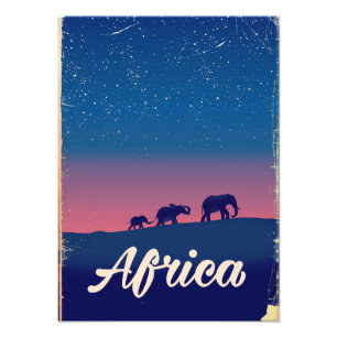 Afrika Vintage olifanten reisposter Foto Afdruk