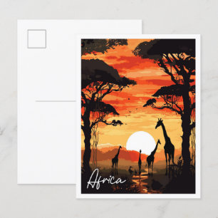 Afrika vintage reisillustratie briefkaart