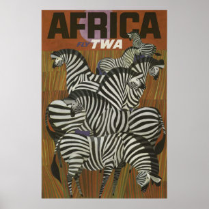 Afrika Vintage Reisposter Zebra Safari Poster