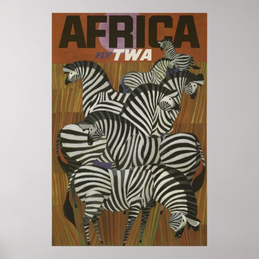 Afrika Vintage Reisposter Zebra Safari Poster (Voorkant)