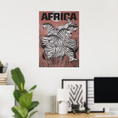 Afrika Vintage Travel Poster, Zebra Wall Art Poster (Thuiskantoor)