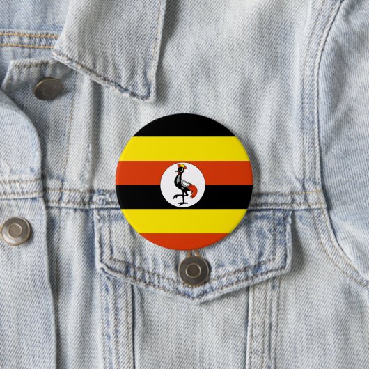 Afrika: Vlag van Oeganda Ronde Button 7,6 Cm (In situ)