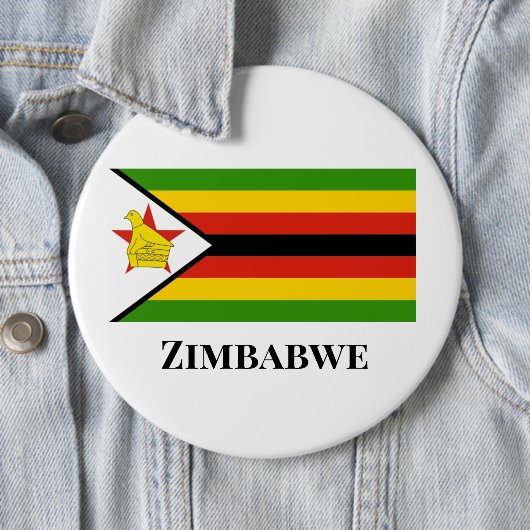 AFRIKA: VLAG VAN ZIMBABWE RONDE BUTTON 6,0 CM (In situ)