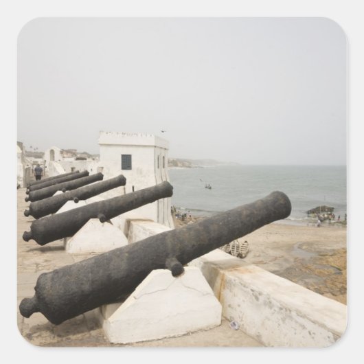Afrika, West-Afrika, Ghana, Elmina. Kanonnen bewak Vierkante Sticker (Voorkant)