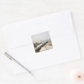 Afrika, West-Afrika, Ghana, Elmina. Kanonnen bewak Vierkante Sticker (Envelop)