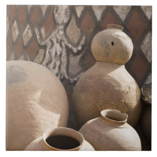 Afrika, West-Afrika, Ghana, Sirigu. Handgemaakt 2 Tegeltje