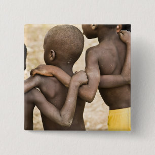 Afrika, West-Afrika, Ghana, Yendi. Close-upopname Vierkante Button 5,1 Cm