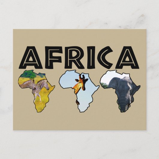 Afrika Wildlife Continent Trio Feestdagenkaart (Voorkant)