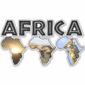 Afrika Wildlife Continent Trio Zwarte Tekst Sticker (Voorkant)