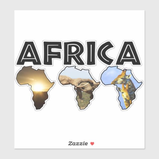 Afrika Wildlife Continent Trio Zwarte Tekst Sticker (Vel)