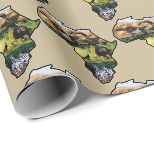 Afrika Wildlife Map Collage Cadeaupapier (Rol Hoek)