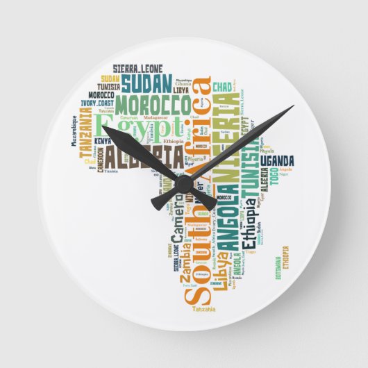 Afrika Woord Kunst Ronde Klok (Voorkant)