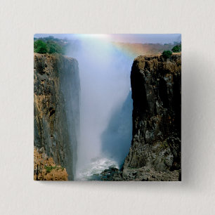 Afrika, Zambia, Nationaal park Victoriawatervallen Vierkante Button 5,1 Cm