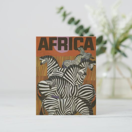 Afrika Zebra Vintage Travel Briefkaart (Staand voorkant)