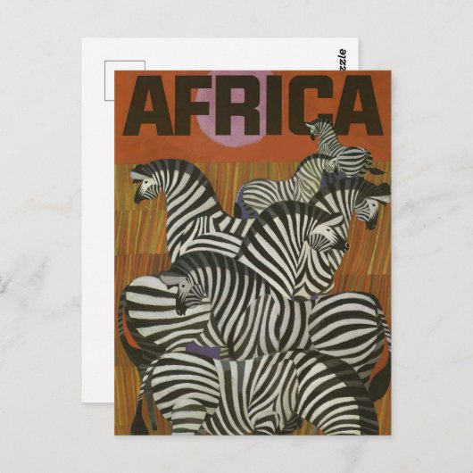 Afrika Zebra Vintage Travel Briefkaart (Voorkant / Achterkant)