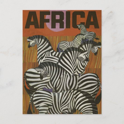 Afrika Zebra Vintage Travel Briefkaart (Voorkant)