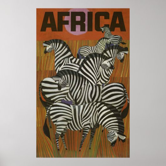 Afrika Zebra Vintage Travel Poster (Voorkant)