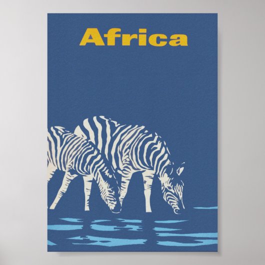 Afrika Zebras Drink waterverplaatsing Poster (Voorkant)
