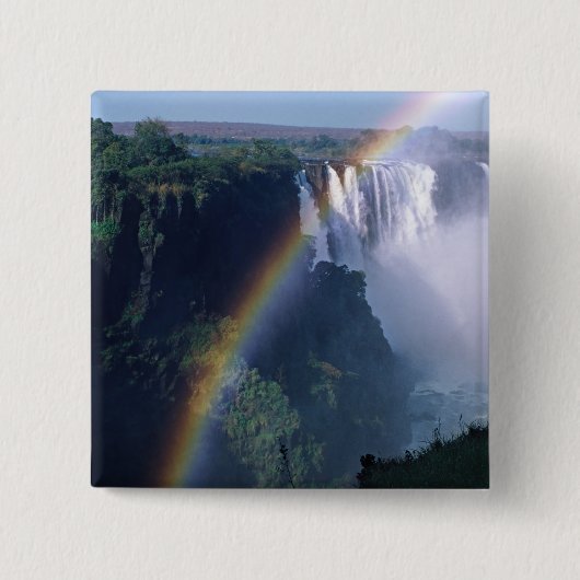 Afrika, Zimbabwe. Victoriawatervallen Vierkante Button 5,1 Cm (Voorkant)
