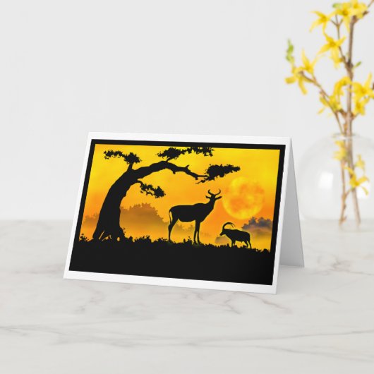 Afrika zonsondergang Verjaardag Kaart (Gele Bloem)