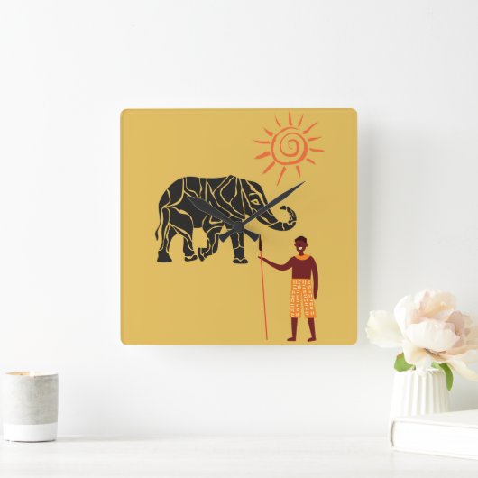 Afrika zonsondergang. vierkante klok (Huis)