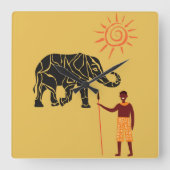 Afrika zonsondergang. vierkante klok (Voorkant)