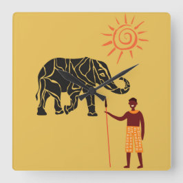 Afrika zonsondergang. vierkante klok