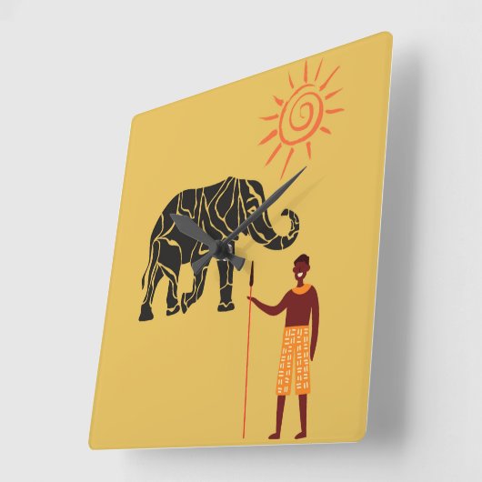 Afrika zonsondergang. vierkante klok (Hoek)