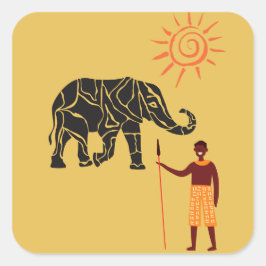 Afrika zonsondergang. vierkante sticker