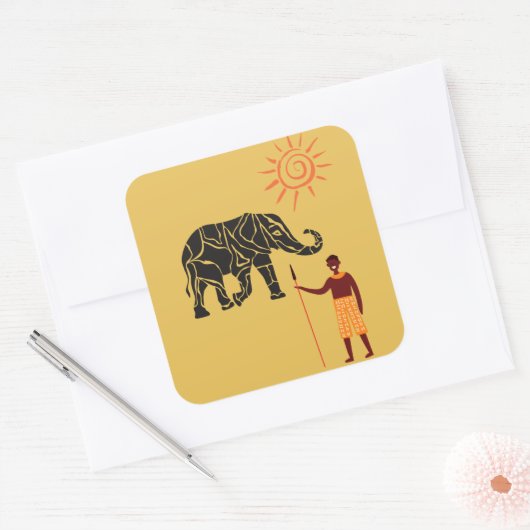 Afrika zonsondergang. vierkante sticker (Envelop)