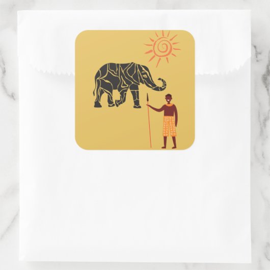Afrika zonsondergang. vierkante sticker (Tas)