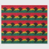 Afrika Zwart Rood Goud Groen Artisan Haakprint Cadeaupapier (Vlak)