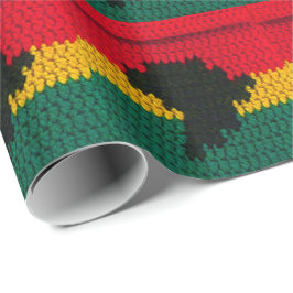 Afrika Zwart Rood Goud Groen Artisan Haakprint Cadeaupapier