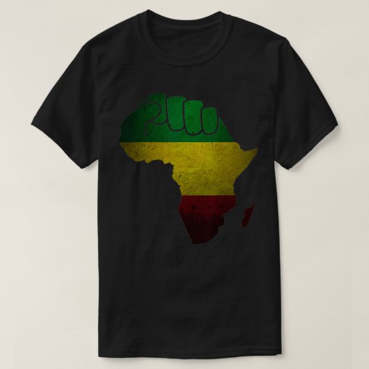 Afrika Zwarte Macht Afrikaanse Kaart Opgenomen Eer T-shirt (Design voorkant)