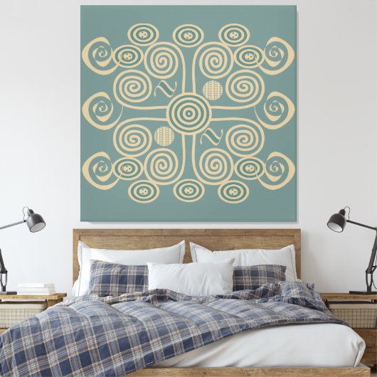 Afrikaans-abstract gedecoreerd geometrisch patroon canvas afdruk (Insitu (Slaapkamer))