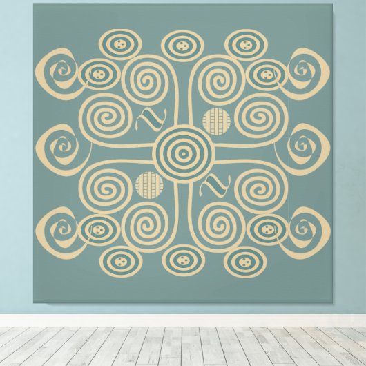 Afrikaans-abstract gedecoreerd geometrisch patroon canvas afdruk (Insitu (Houten vloer))