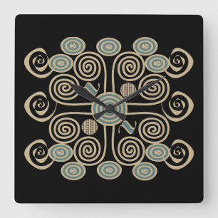 Afrikaans-abstract gedecoreerd geometrisch patroon vierkante klok