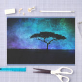 Afrikaans acia-boomlandschap in blauw en Paars Tissuepapier (Craft)