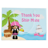 Afrikaans Amerika Pirate Meisje in Roze Verjaardag Groot Cadeauzakje (Achterkant)