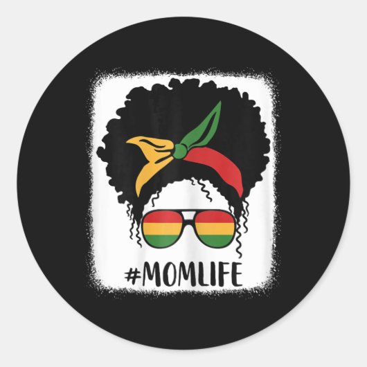 Afrikaans Amerikaans Afro Moeder Leven Zwart Moede Ronde Sticker (Voorkant)