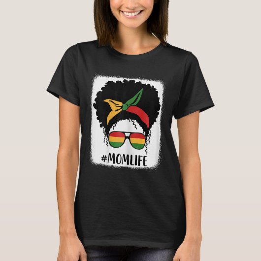 Afrikaans Amerikaans Afro Moeder Leven Zwart Moede T-shirt (Voorkant)
